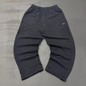 Vintage Nike Y2K Baggy Black Essential Sweat Pants Adjustable Leg Opening 10” La